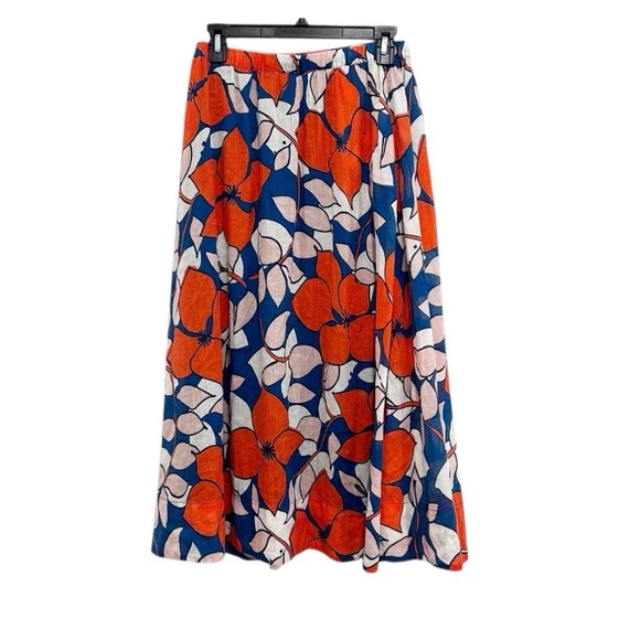 Trovata Birds of Paradise Women's Maxi Skirt Size Small Pull On Orange Blue - Picture 2 of 4
